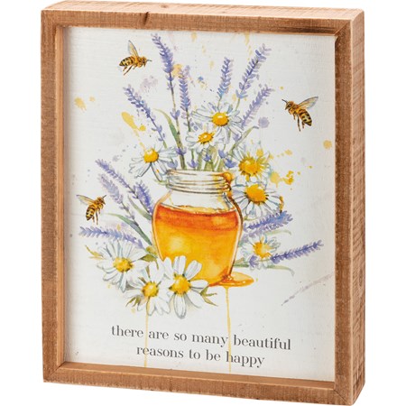 Beautiful Reasons To Be Happy Inset Box Sign - Wood