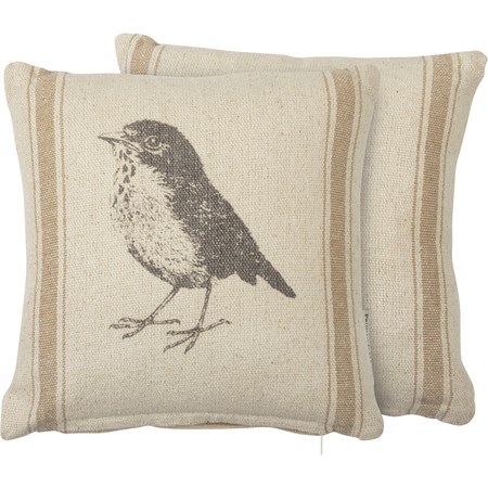 Pillow - Sparrow - 10" x 10" - Cotton, Zipper