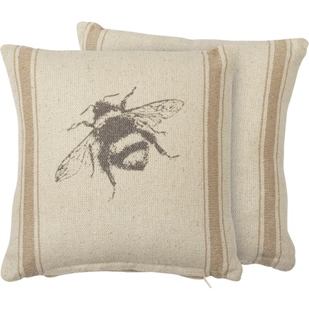 Pillow - Bee - 10" x 10" - Cotton, Zipper
