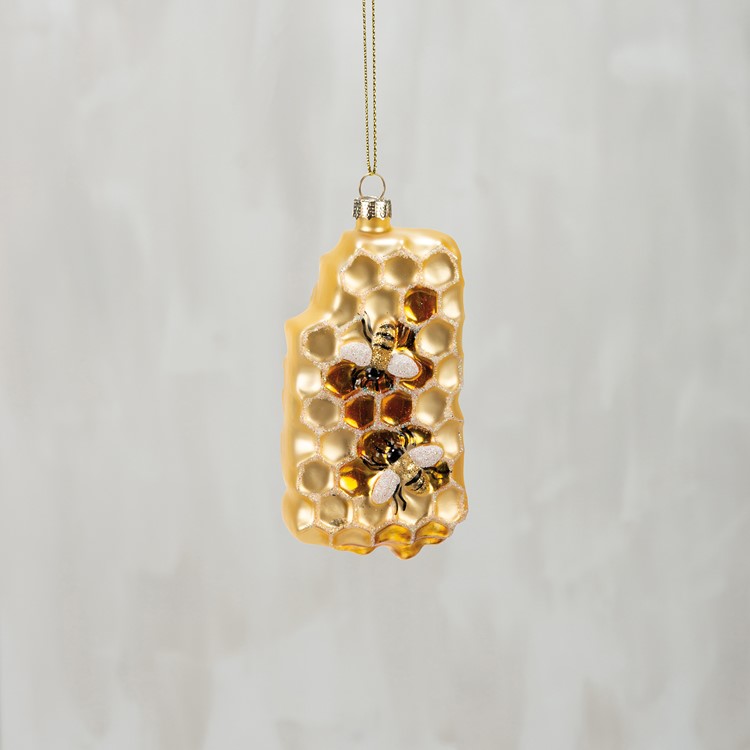Honeycomb Glass Ornament - Glass, Metal, Glitter