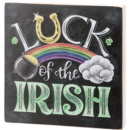 Block Sign - Luck Of The Irish - 6" x 6" x 1" - Wood, Paper