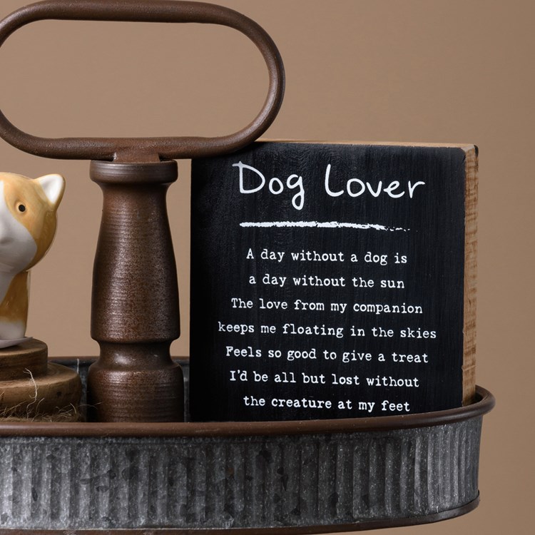 Dog Lover Block Sign - Wood