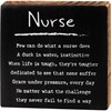 Block Sign - Nurse - 4" x 4" x 1" - Wood