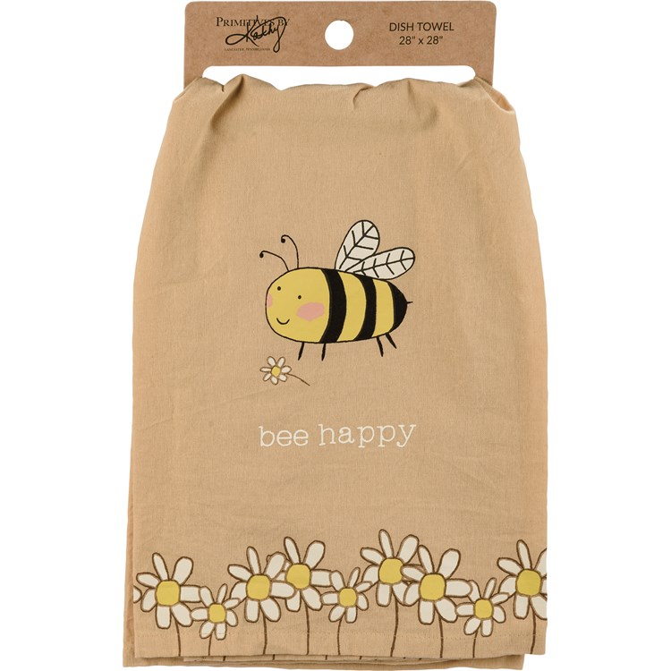 Rustic Bee Happy Kitchen Towel - Cotton