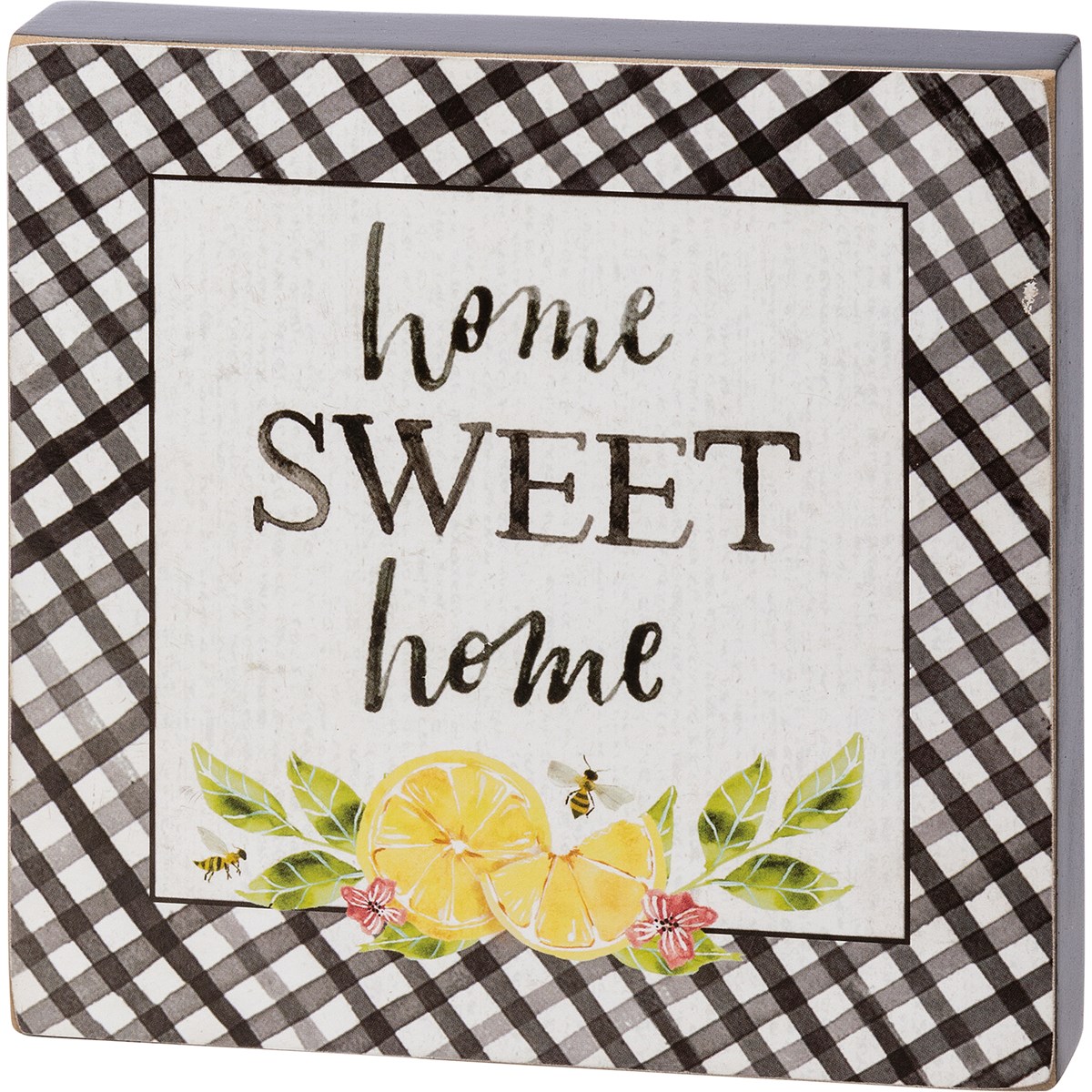Home Sweet Home Lemon Block Sign - Wood, Paper