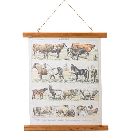 Wall Decor - Farm Animals - 15.75" x 19.25" x 0.75" - Canvas, Wood, Jute
