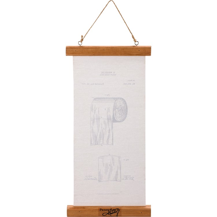 Wall Decor - Toilet Paper - 8" x 17" x 0.75" - Canvas, Wood, Jute