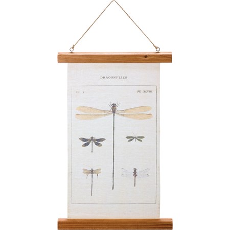 Wall Decor - Dragonflies - 11" x 17.50" x 0.75" - Canvas, Wood, Jute