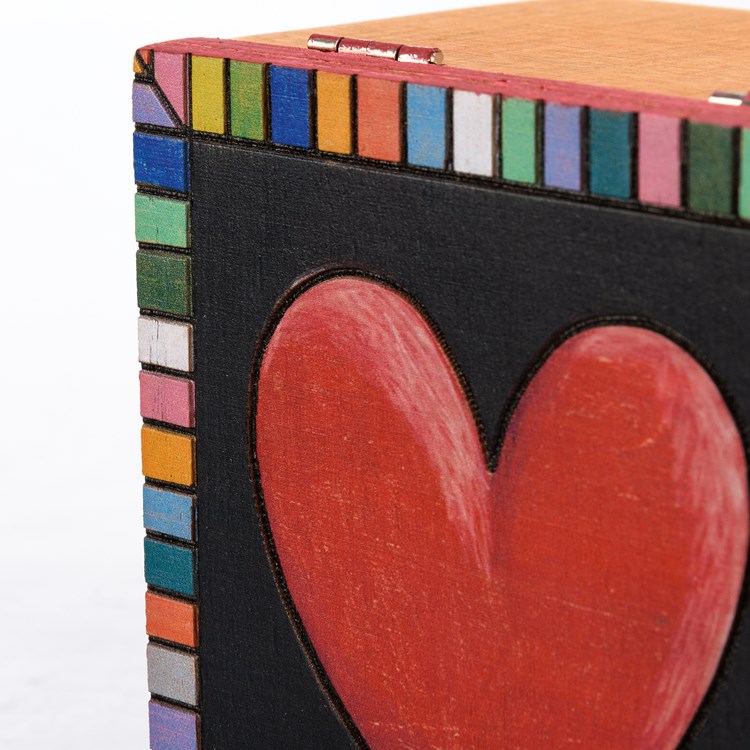 Heart Hinged Box - Wood, Metal
