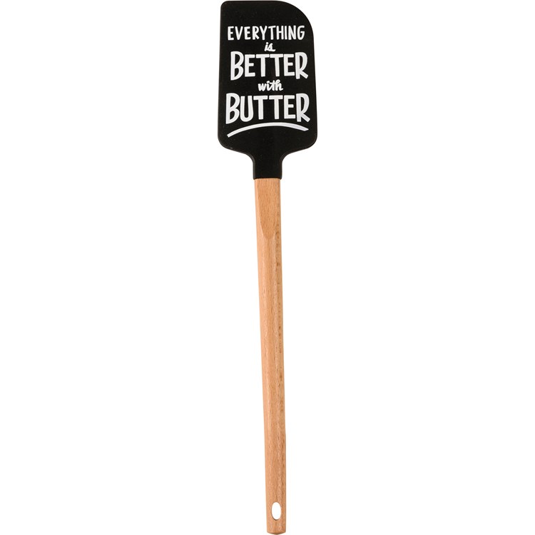 Spatula - Everything Is Better With Butter - 2.50" x 13" x 0.50" - Silicone, Wood