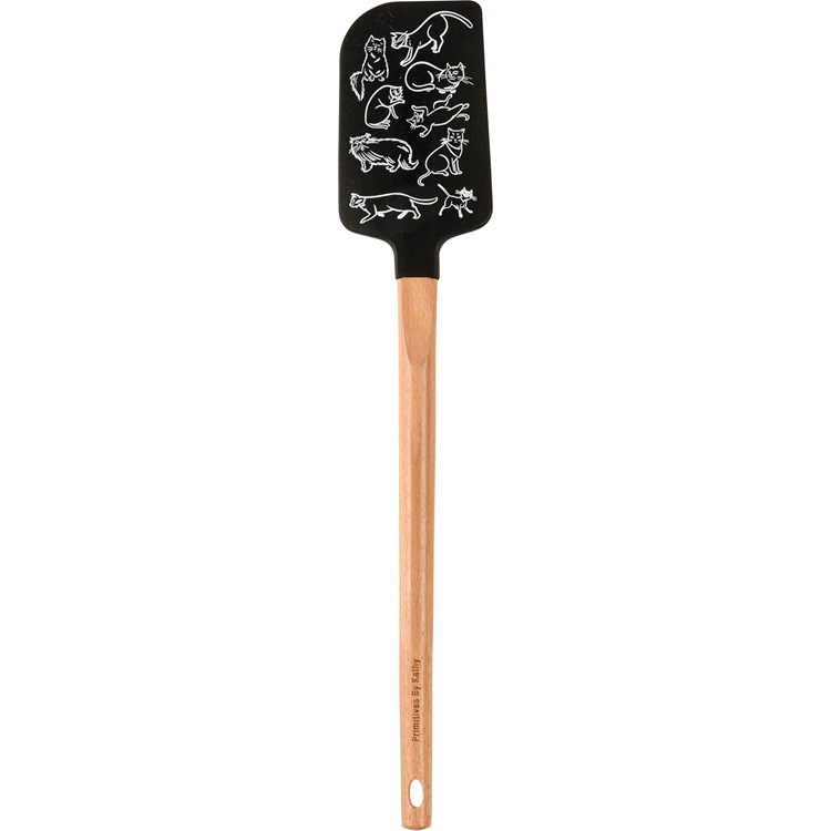 Spatula - Stay At Home Cat Mom - 2.50" x 13" x 0.50" - Silicone, Wood