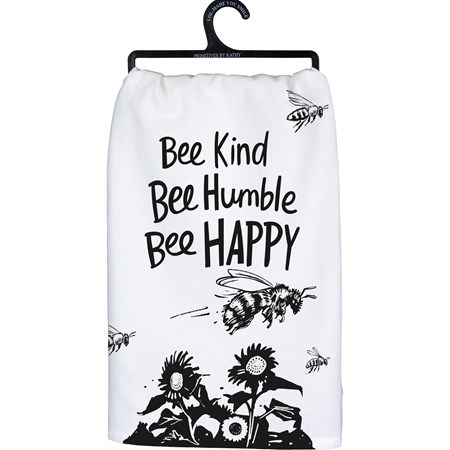 Kitchen Towel - Bee Kind Bee Humble Bee Happy - 28" x 28" - Cotton