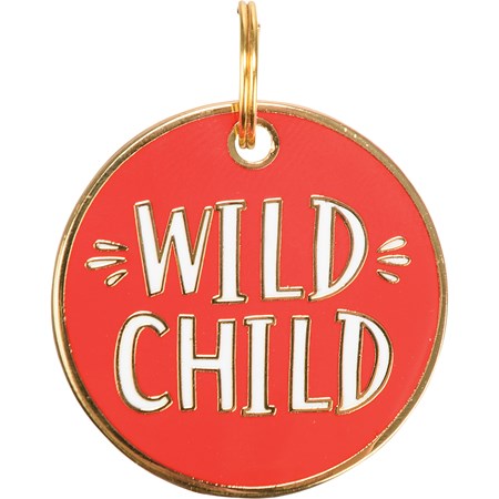 Collar Charm - Wild Child - Charm: 1.25" Diameter, Card: 3" x 5" - Metal, Enamel, Paper