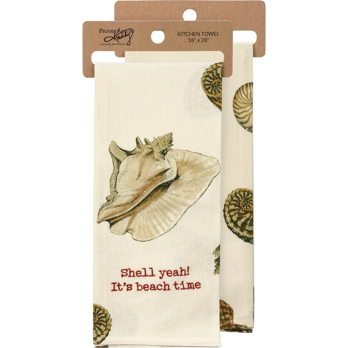 Shell Yeah! It's Beach Time Kitchen Towel - Cotton, Linen