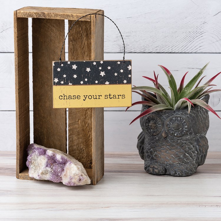 Ornament - Chase Your Stars - 5" x 3" x 0.25" - Wood
