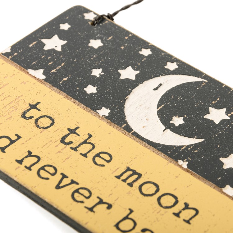 Ornament - To The Moon And Never Back - 5" x 3" x 0.25" - Wood