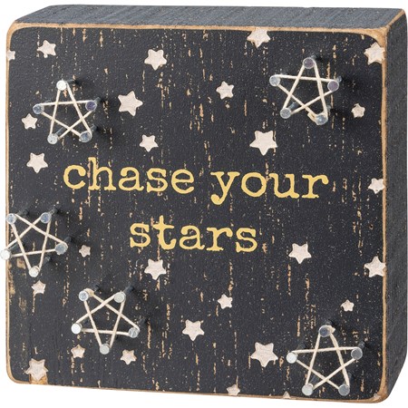 String Art - Chase Your Stars - 5" x 5" x 1.75" - Wood, Metal, String