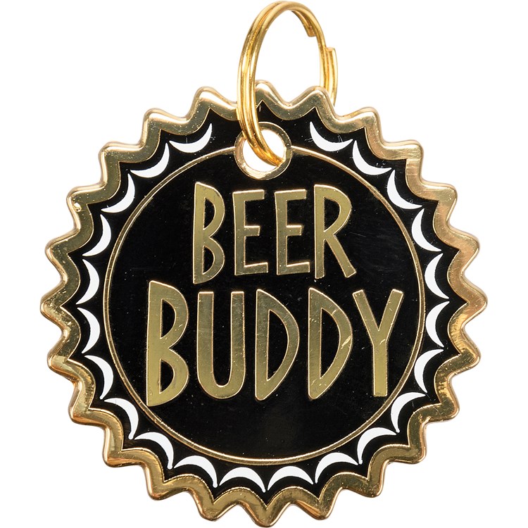 Beer Buddy Collar Charm - Metal, Enamel, Paper