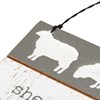 Slat Ornament - Sheep Happens - 5" x 3" x 0.25" - Wood, Wire
