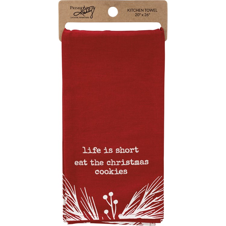 Life Is Short Eat The Cookies Kitchen Towel - Cotton, Linen