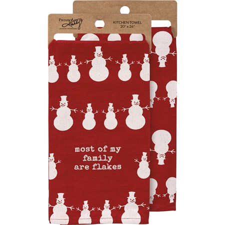 Kitchen Towel - Most Of My Family Are Flakes - 20" x 26" - Cotton, Linen