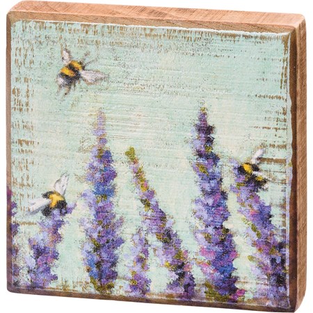 Block Sign - Lavender - 4" x 4" x 1" - Wood