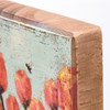 Block Sign - Red Tulips - 4" x 4" x 1" - Wood