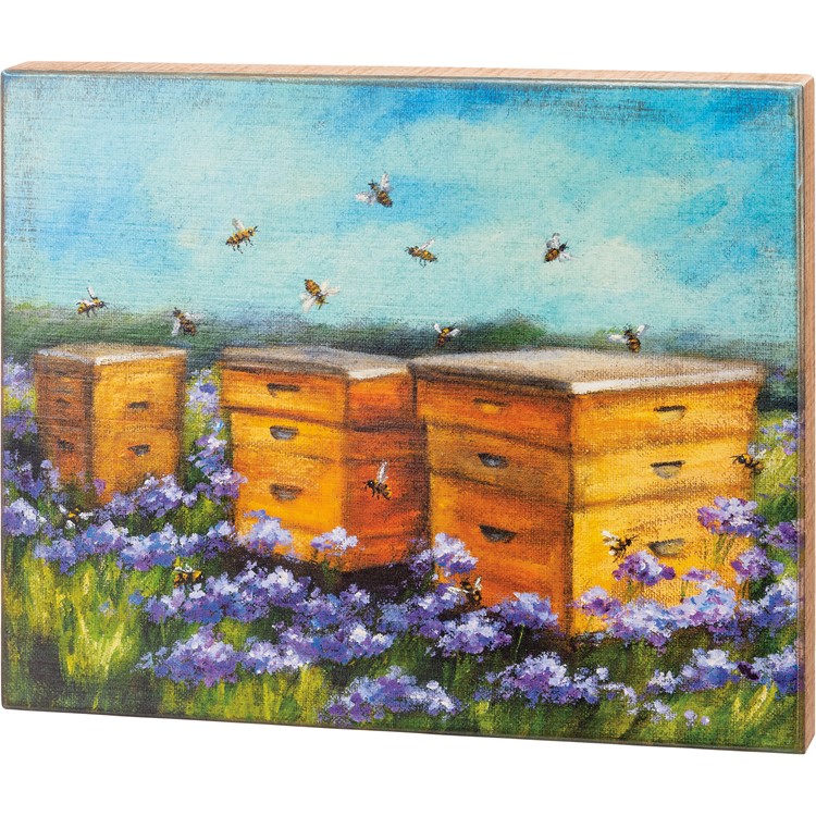 Box Sign - Bee Hives - 17" x 14" x 1.75" - Wood