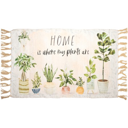 Home Is Where My Plants Are Rug - Cotton, Chenille, Polyester, Latex skid-resistant backing