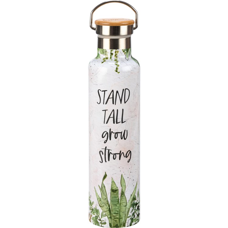 Stand Tall Grow Strong Insulated Bottle - Stainless Steel, Bamboo