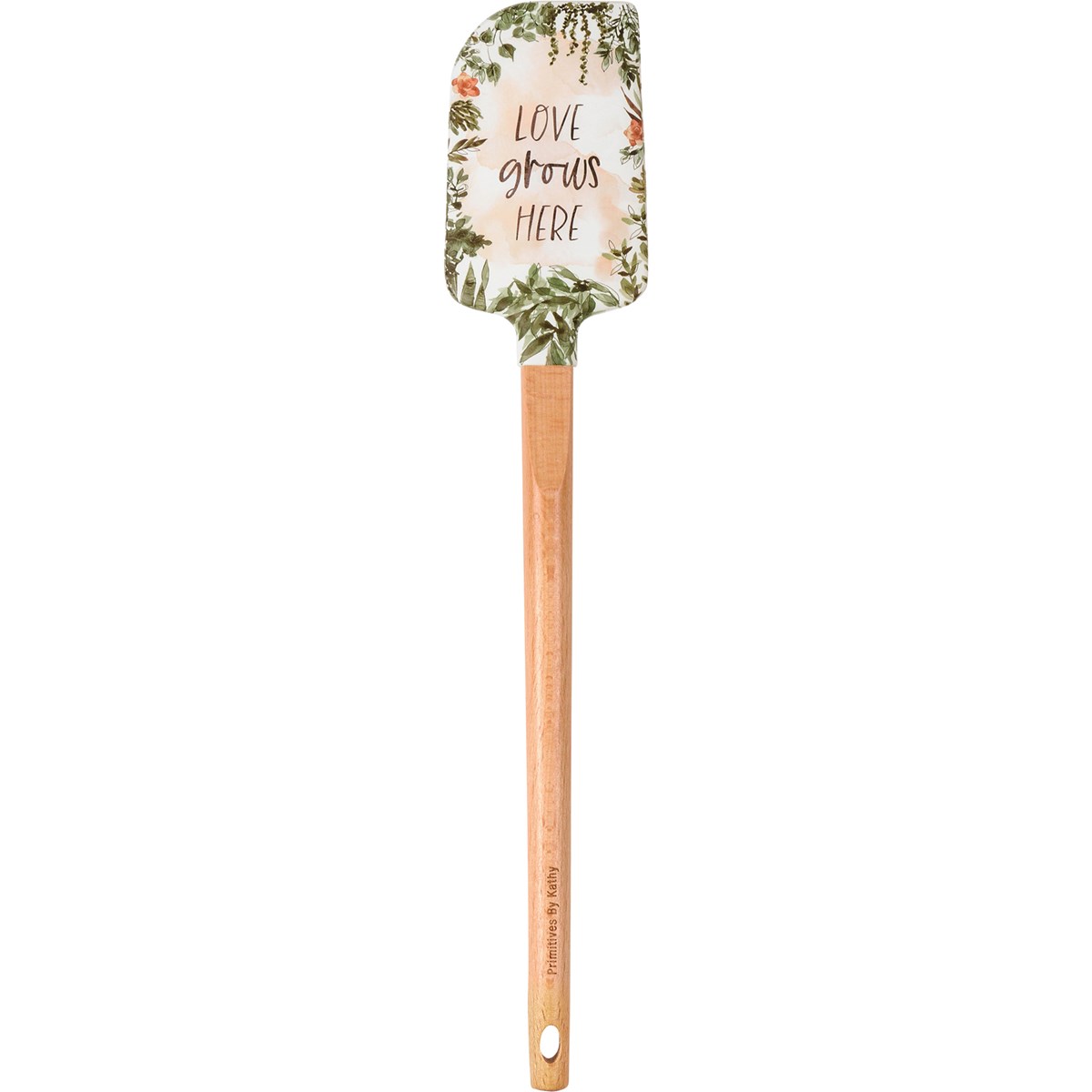 Spatula - Love Grows Here - 2.50" x 13" x 0.50" - Silicone, Wood