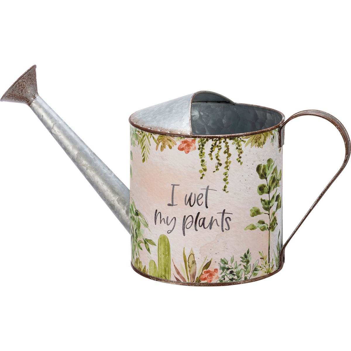 Watering Can - I Wet My Plants - 9.50" x 5.75" x 6.25" - Metal, Paper