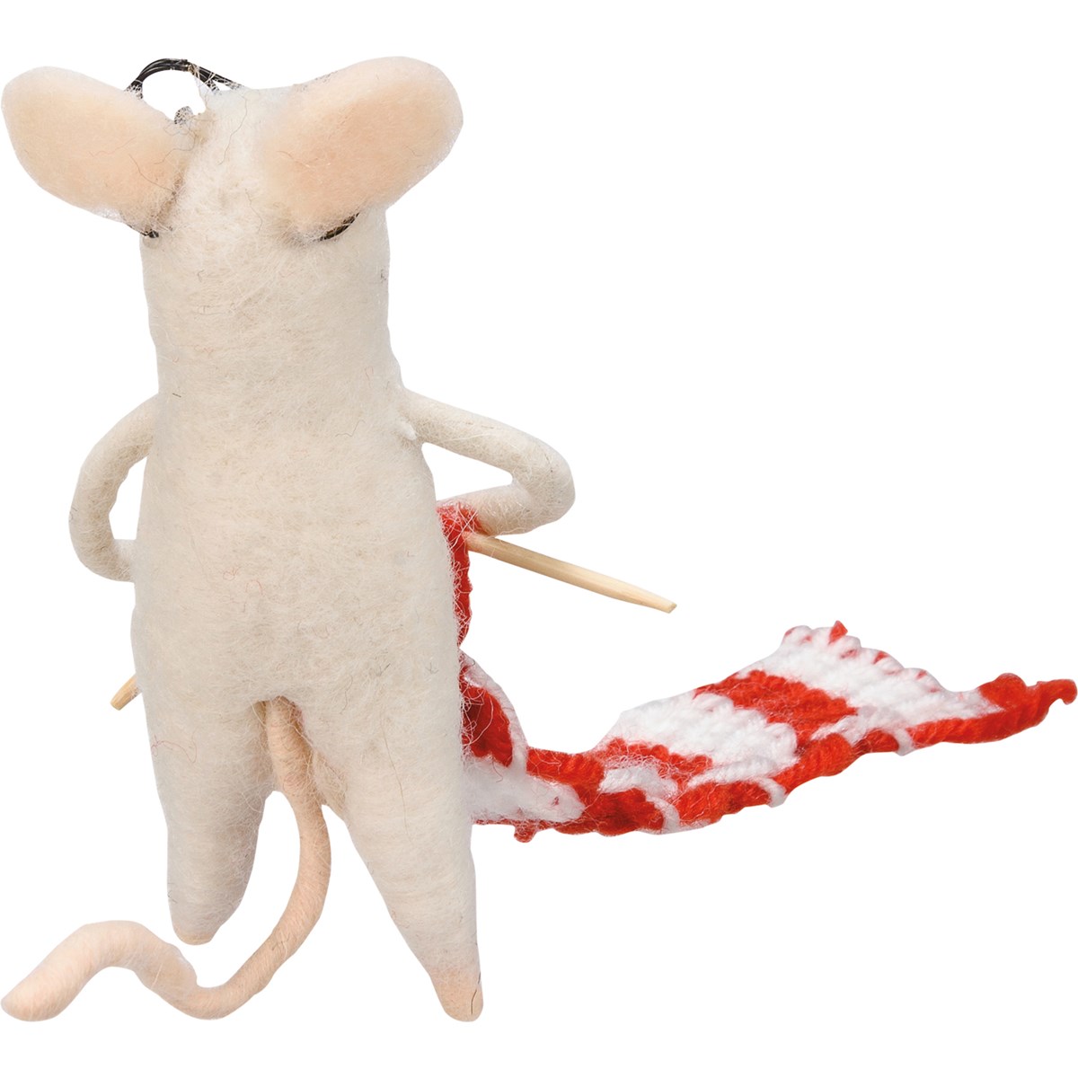 Knitting Mouse Critter - Wool, Polyester, Plastic, Wood, Wire