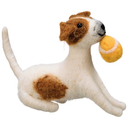 Critter - Dog With Ball - 4.75" x 4" x 2" - Felt, Plastic
