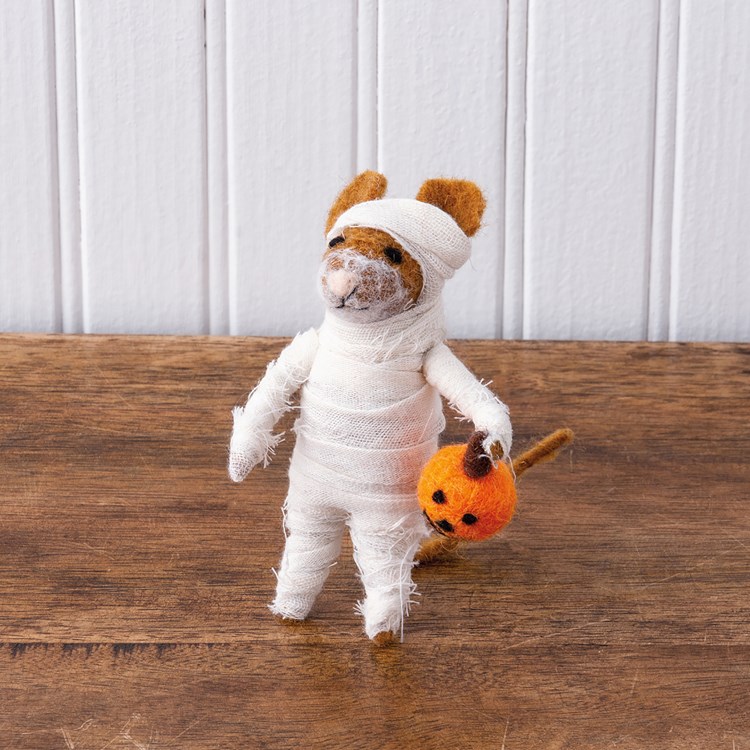 Mummy Mouse Critter - Wool, Polyester, Plastic