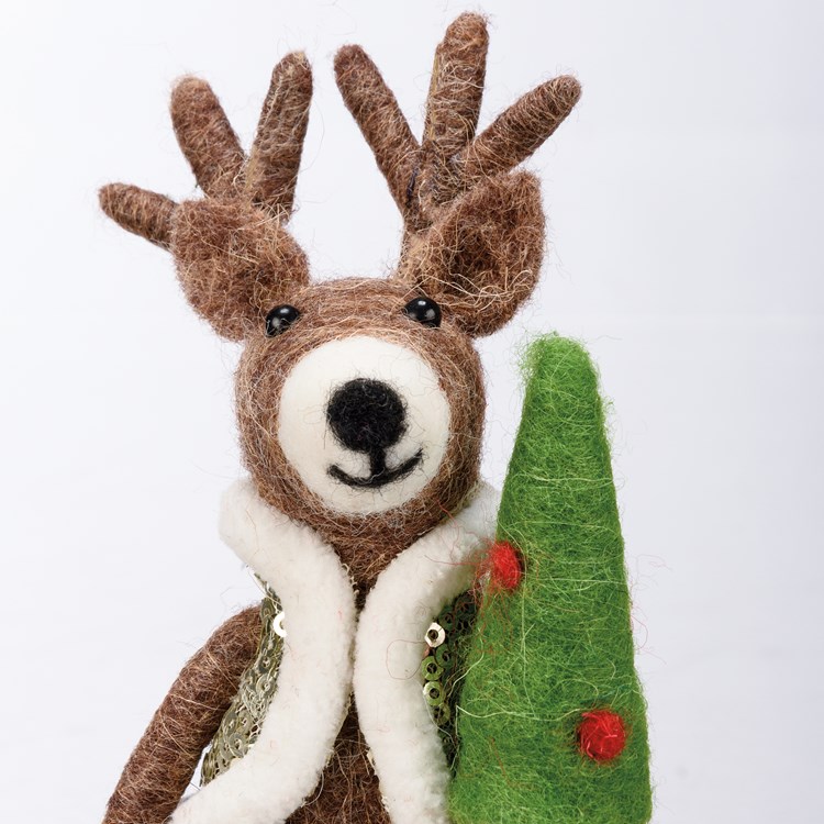 Christmas Deer Critter Set - Wool, Polyester, Plastic