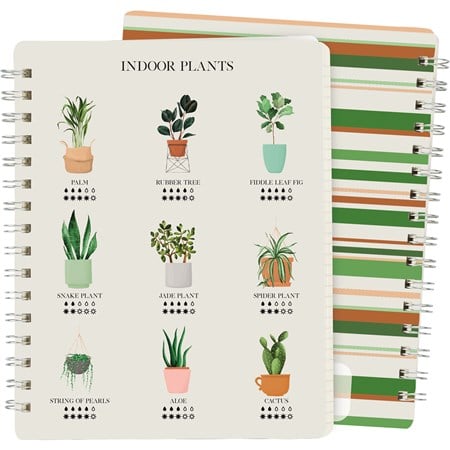 Spiral Notebook - Indoor Plant Guide - 5.75" x 7.50" x 0.50" - Paper, Metal