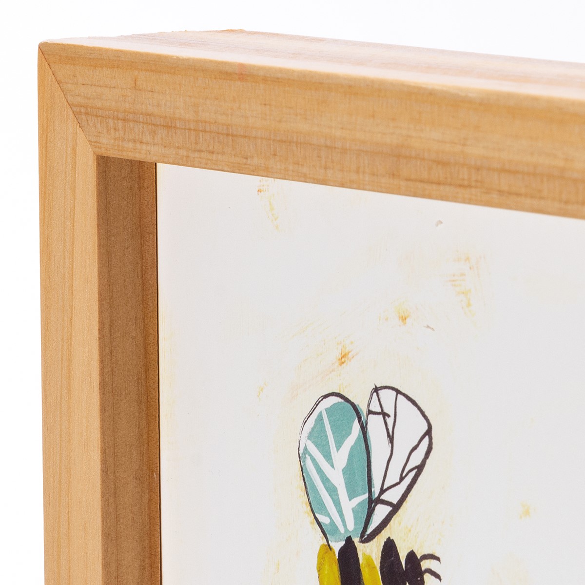 Bee Happy Primitive Inset Box Sign - Wood, Paper