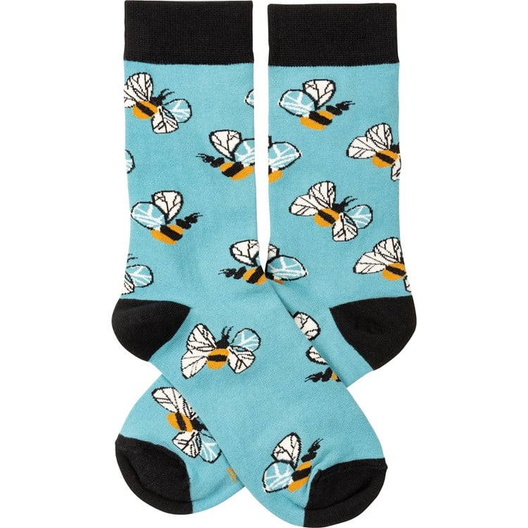Socks - Bees - One Size Fits Most - Cotton, Nylon, Spandex