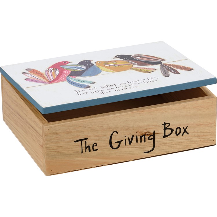 Giving Box - Random Act Of Kindness - 8.75" x 6.75" x 3" - Wood, Paper, Metal