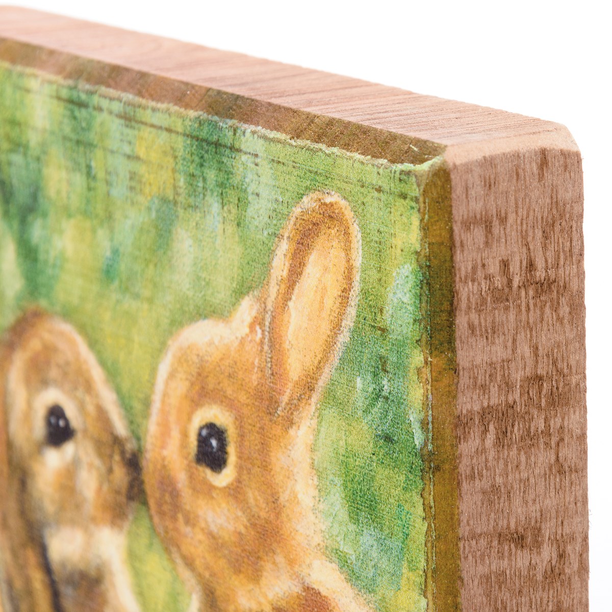 Block Sign - Kissing Bunnies - 6" x 6" x 1" - Wood
