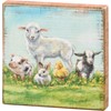 Young Farm Friends Block Sign - Wood