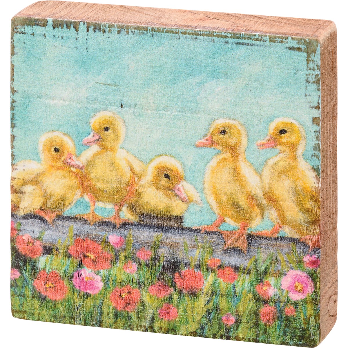 Ducklings Block Sign - Wood