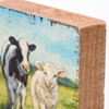 Block Sign - Cow And Sheep - 3.50" x 3.50" x 1" - Wood