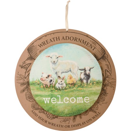 Young Farm Friends Welcome Wreath Insert - Wood, Wire