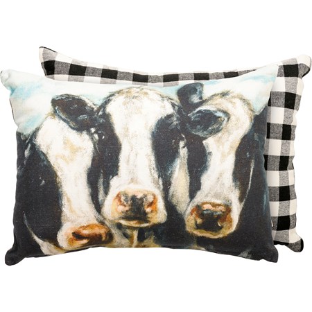 Pillow - Three Cows - 14" x 10" - Cotton, Zipper