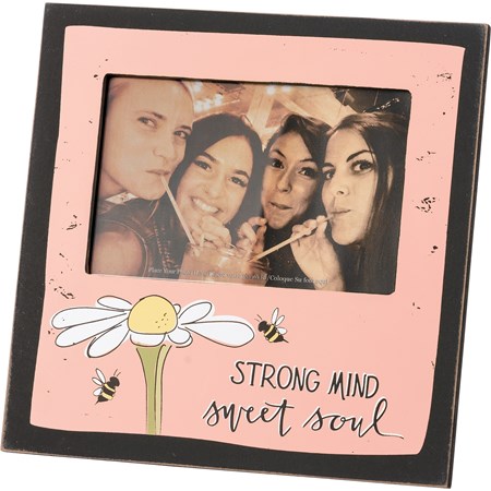 Plaque Frame - Strong Mind Sweet Soul - 8" x 8" x 0.50", Fits 6" x 4" Photo - Wood, Glass, Metal