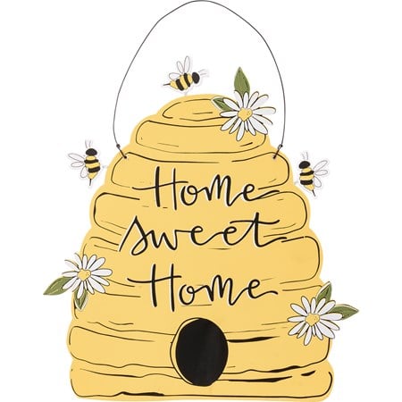 Hanging Decor - Sweet Home - 11" x 11.75" x 0.25" - Wood, Wire