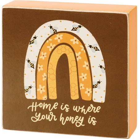 Home Is Where Your Honey Is Block Sign - Wood, Paper