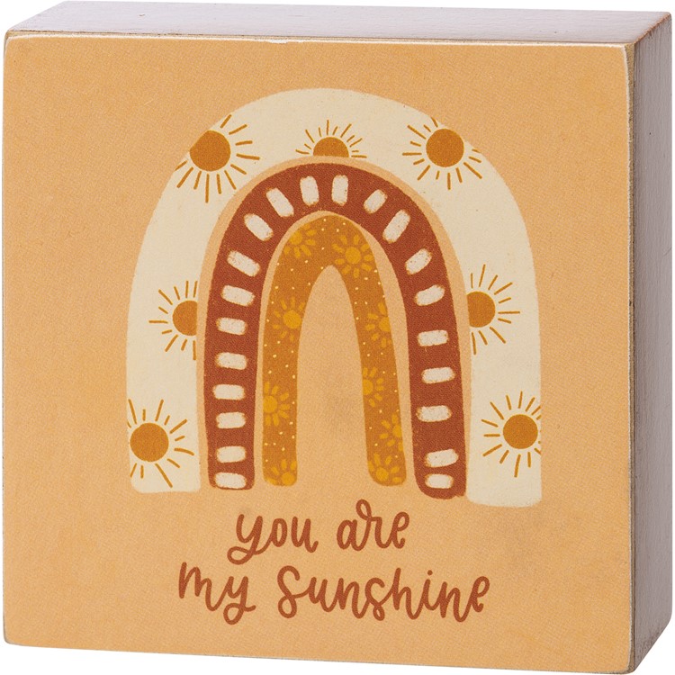 You Are My Sunshine Rainbow Block Sign - Wood, Paper
